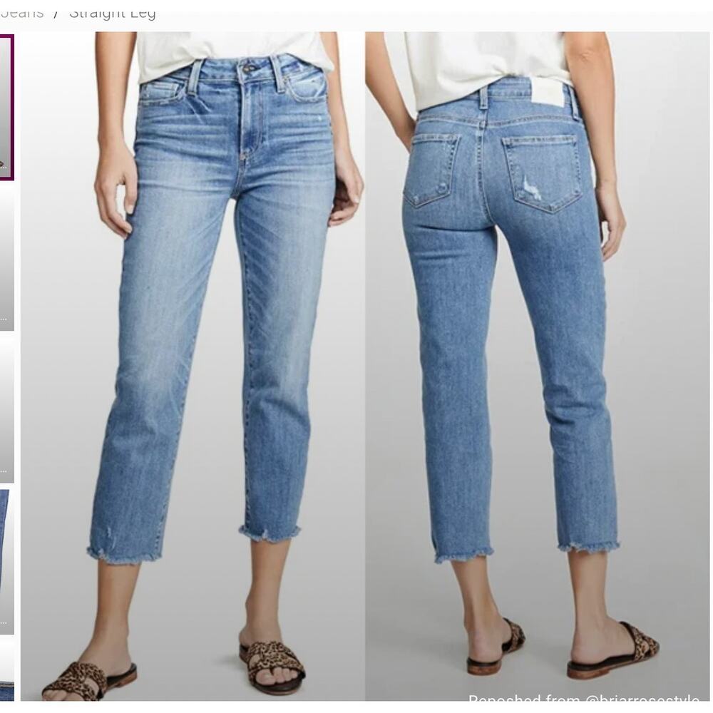 Paige Hoxton Straight Crop Jeans in Luau Distressed Fray Hem size 31